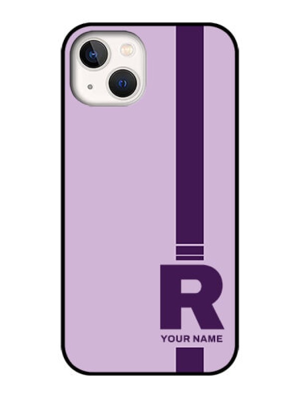 Custom iPhone 13 Photo Printing on Glass Case - Simple dual tone stripe with name Design
