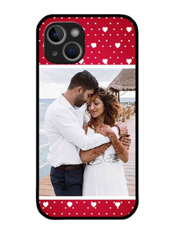 Custom iPhone 14 Plus Photo Printing on Glass Case - Hearts Mobile Case Design