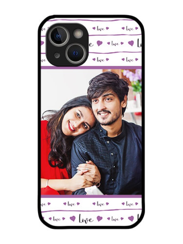 Custom iPhone 14 Plus Custom Glass Mobile Case - Couples Heart Design