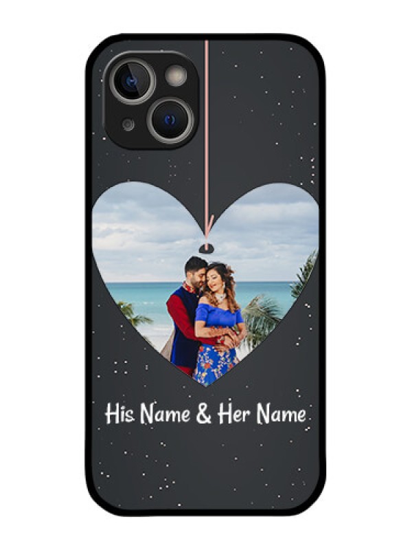 Custom iPhone 14 Plus Custom Glass Phone Case - Hanging Heart Design