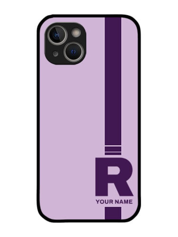 Custom iPhone 14 Plus Photo Printing on Glass Case - Simple dual tone stripe with name Design