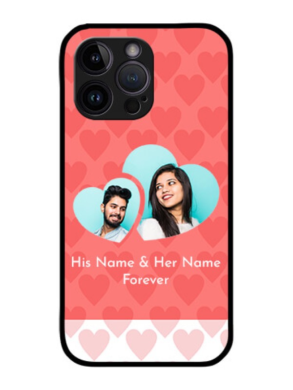 Custom iPhone 14 Pro Max Personalized Glass Phone Case - Couple Pic Upload Design