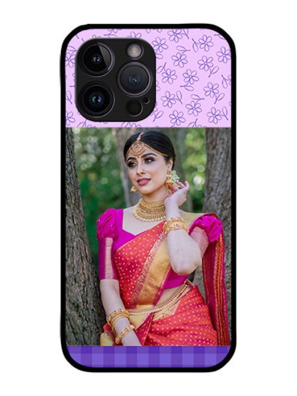 Custom iPhone 14 Pro Max Custom Glass Phone Case - Purple Floral Design