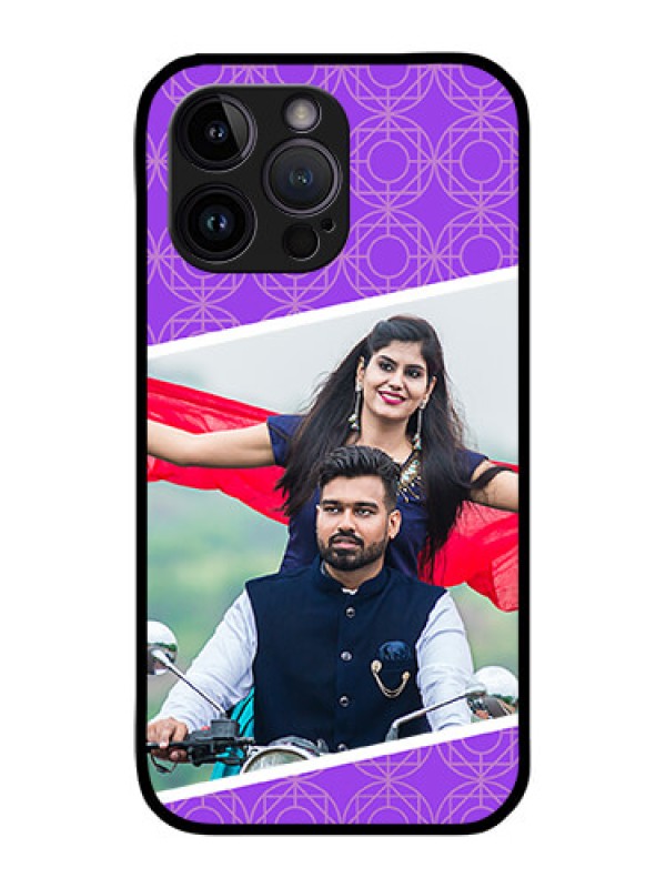 Custom iPhone 14 Pro Max Custom Glass Phone Case - Violet Pattern Design