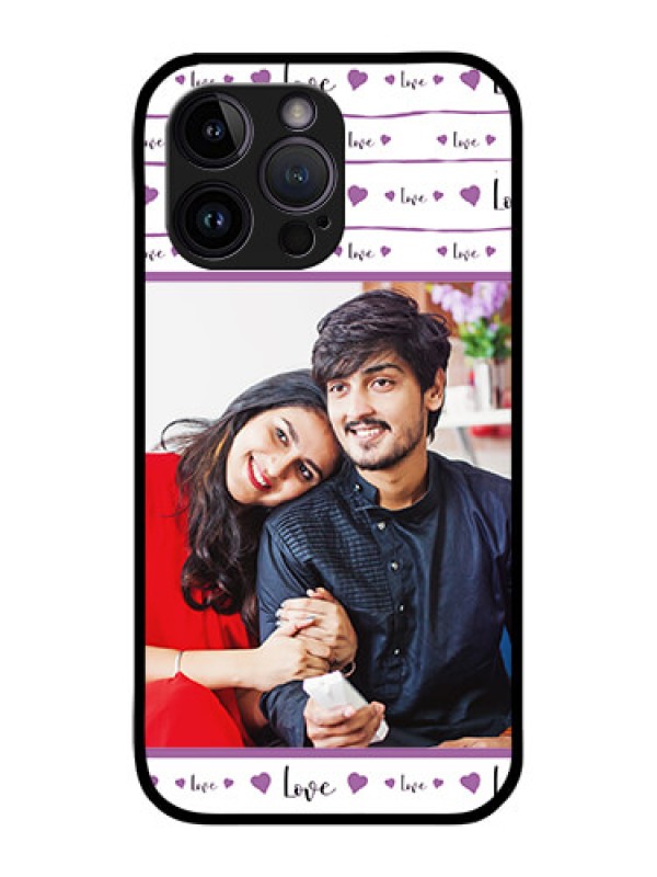 Custom iPhone 14 Pro Max Custom Glass Mobile Case - Couples Heart Design