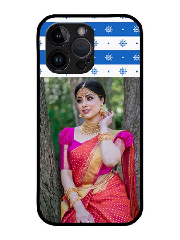 Custom iPhone 14 Pro Max Photo Printing on Glass Case - Snow Pattern Design