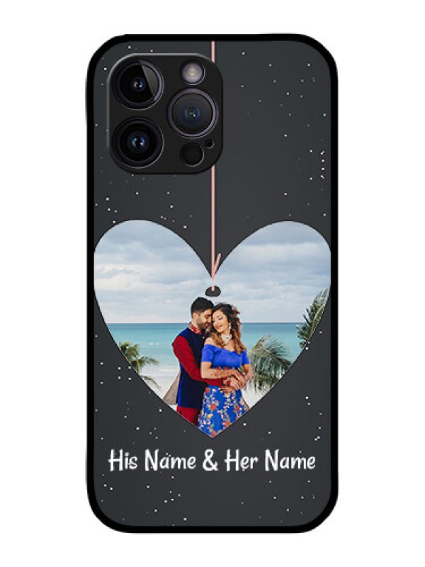 Custom iPhone 14 Pro Max Custom Glass Phone Case - Hanging Heart Design
