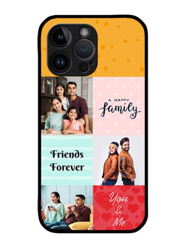 Custom iPhone 14 Pro Max Personalized Glass Phone Case - Images with Quotes Design