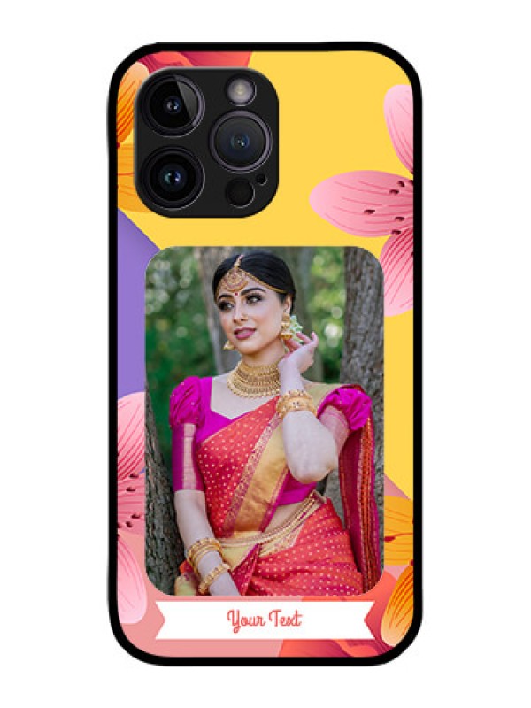 Custom iPhone 14 Pro Max Custom Glass Mobile Case - 3 Image With Vintage Floral Design