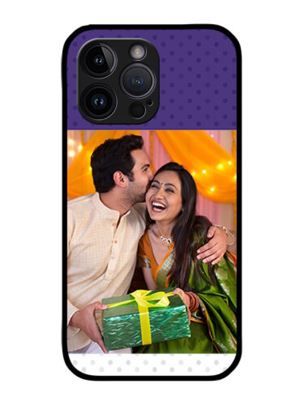 Custom iPhone 14 Pro Personalized Glass Phone Case - Violet Pattern Design