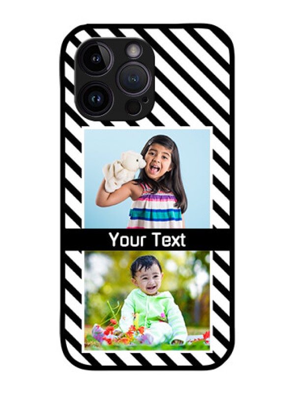 Custom iPhone 14 Pro Photo Printing on Glass Case - Black And White Stripes Design
