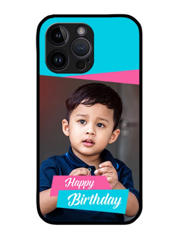 Custom iPhone 14 Pro Personalized Glass Phone Case - Image Holder with 2 Color Design