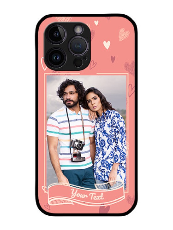 Custom iPhone 14 Pro Custom Glass Phone Case - Love doodle art Design