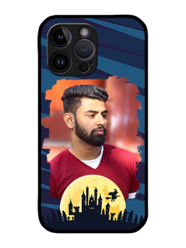 Custom iPhone 14 Pro Photo Printing on Glass Case - Halloween Witch Design