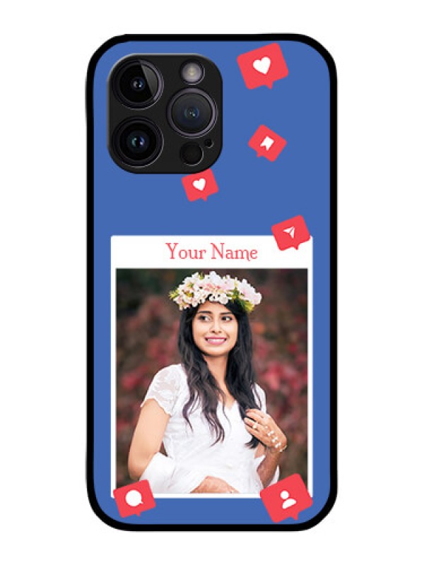 Custom iPhone 14 Pro Custom Glass Phone Case - Like Share And Comment Design
