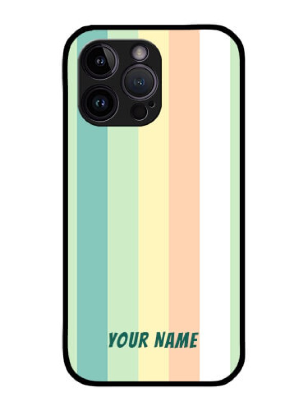 Custom iPhone 14 Pro Photo Printing on Glass Case - Multi-colour Stripes Design