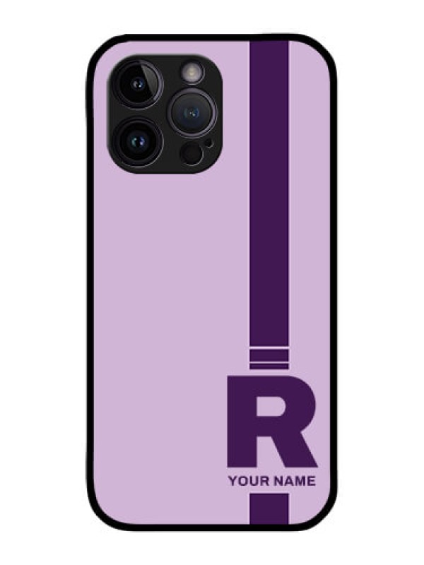 Custom iPhone 14 Pro Photo Printing on Glass Case - Simple dual tone stripe with name Design