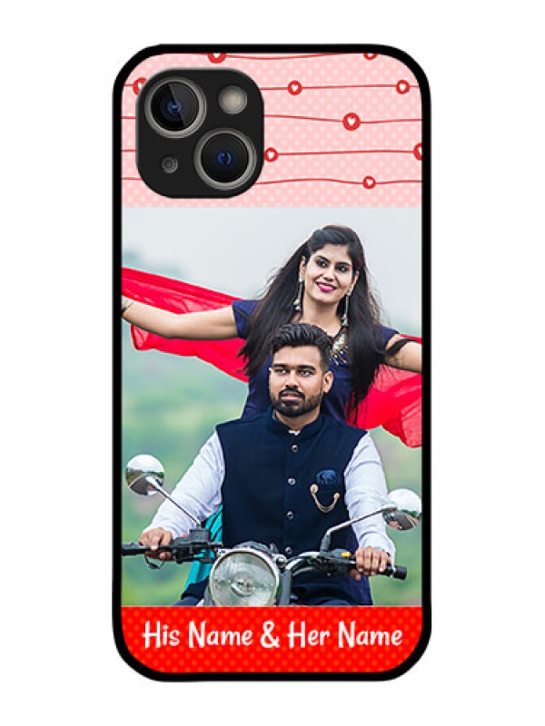 Custom iPhone 14 Personalized Glass Phone Case - Red Pattern Case Design