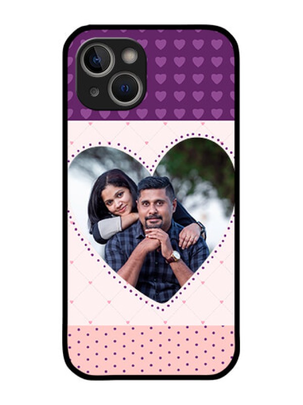 Custom iPhone 14 Custom Glass Phone Case - Violet Love Dots Design