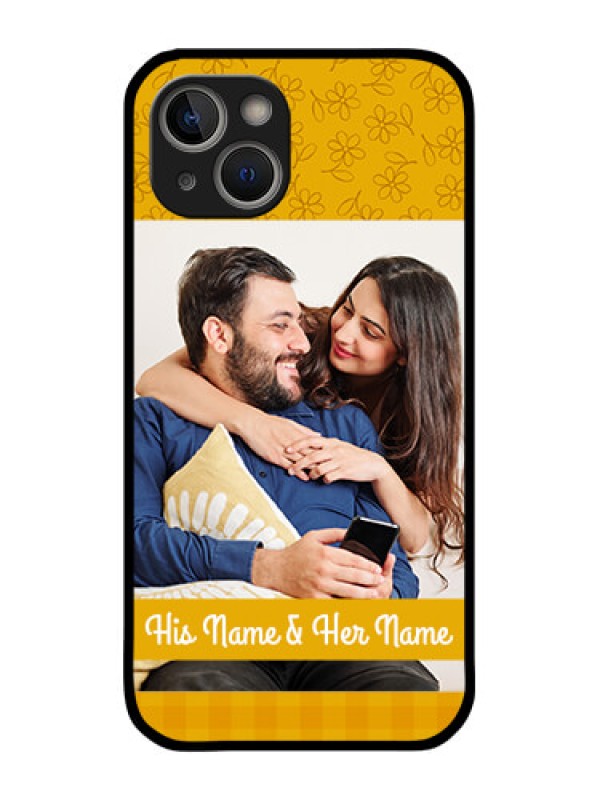 Custom iPhone 14 Custom Glass Mobile Case - Yellow Floral Design