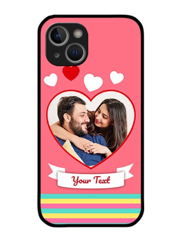 Custom iPhone 14 Photo Printing on Glass Case - Love Doodle Design