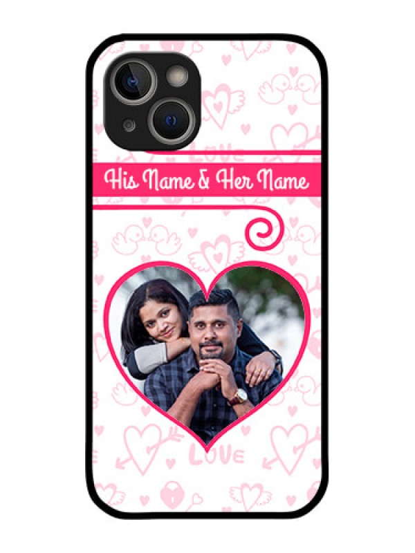 Custom iPhone 14 Personalized Glass Phone Case - Heart Shape Love Design