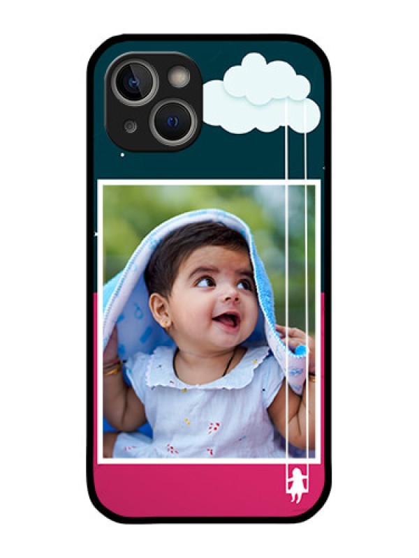 Custom iPhone 14 Custom Glass Phone Case - Cute Girl with Cloud Design