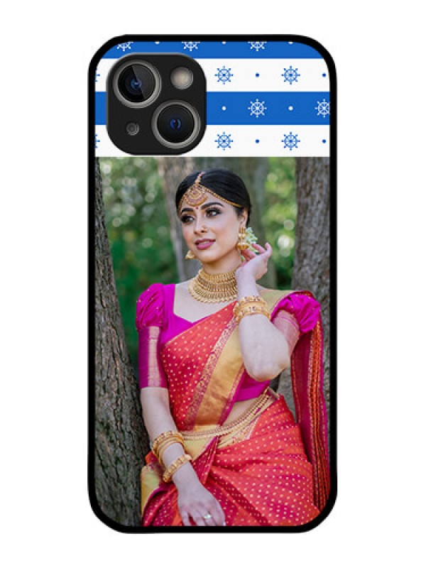 Custom iPhone 14 Photo Printing on Glass Case - Snow Pattern Design