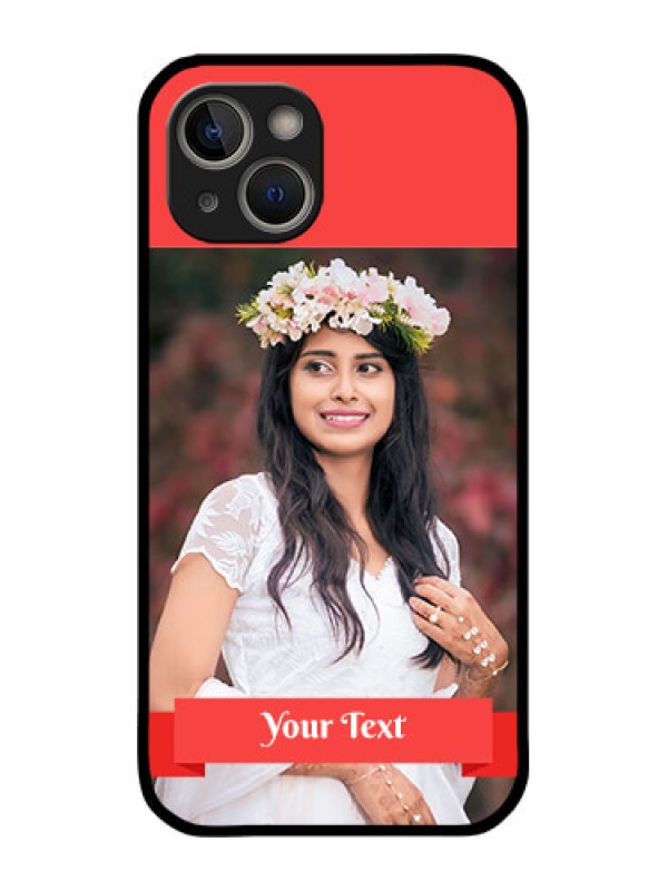 Custom iPhone 14 Custom Glass Phone Case - Simple Red Color Design