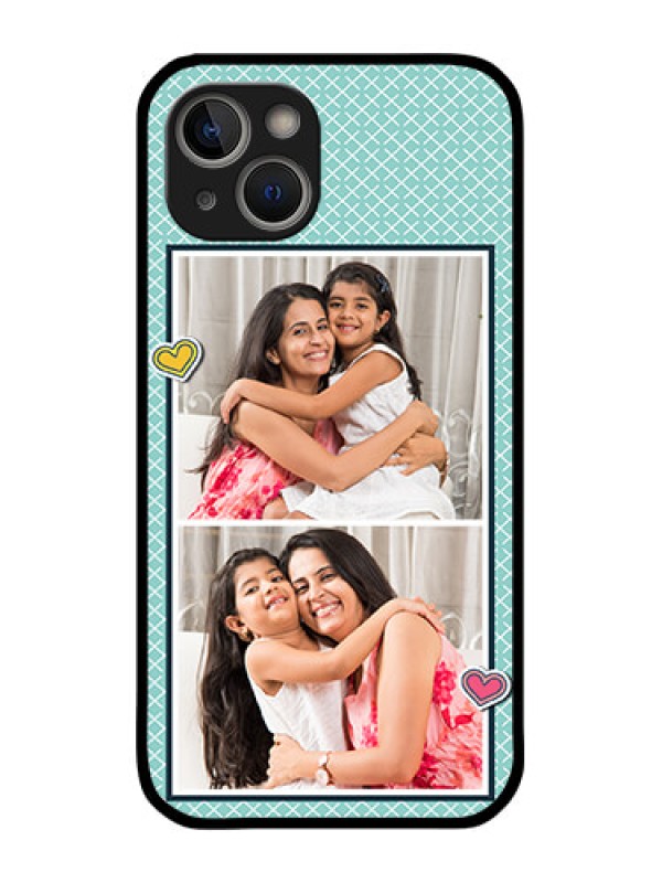 Custom iPhone 14 Custom Glass Phone Case - 2 Image Holder with Pattern Design