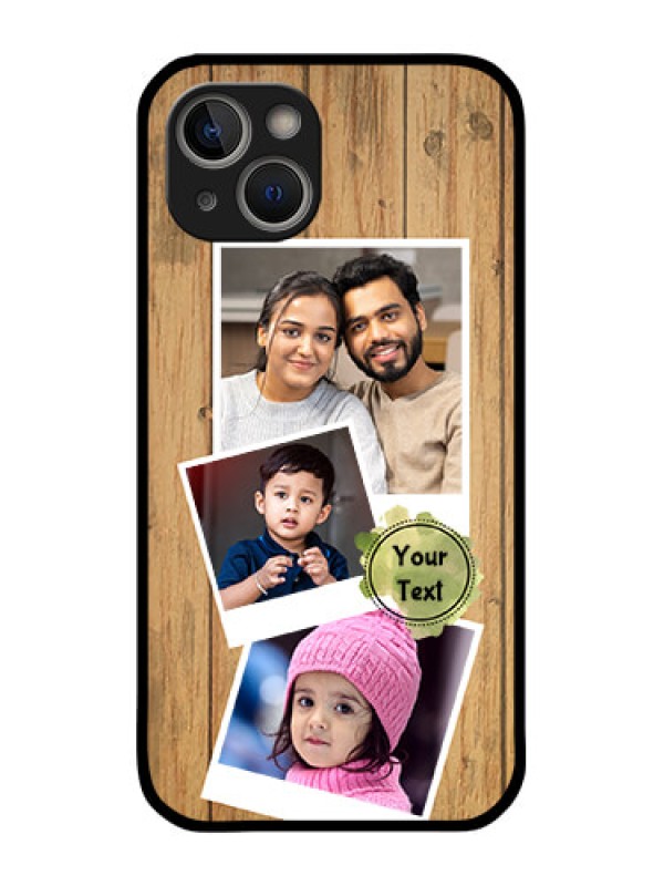 Custom iPhone 14 Custom Glass Phone Case - Wooden Texture Design