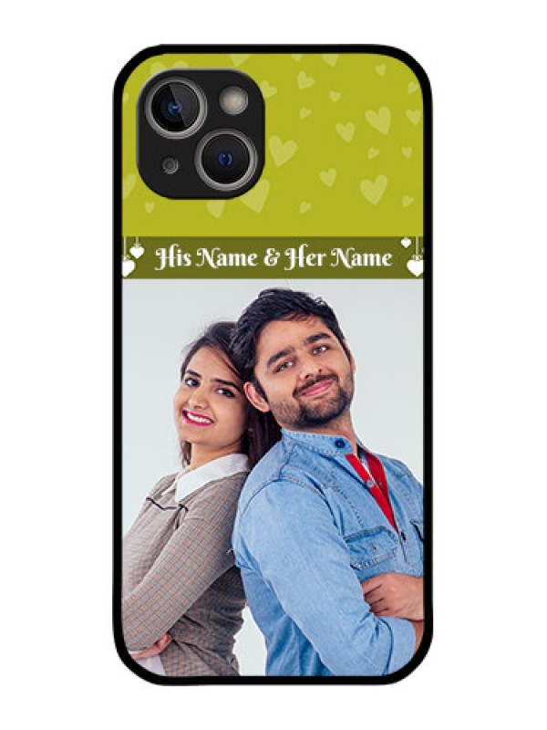 Custom iPhone 14 Custom Glass Phone Case - You & Me Heart Design