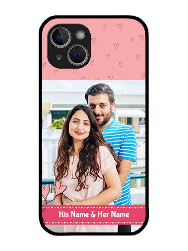 Custom iPhone 14 Personalized Glass Phone Case - Love Design Peach Color