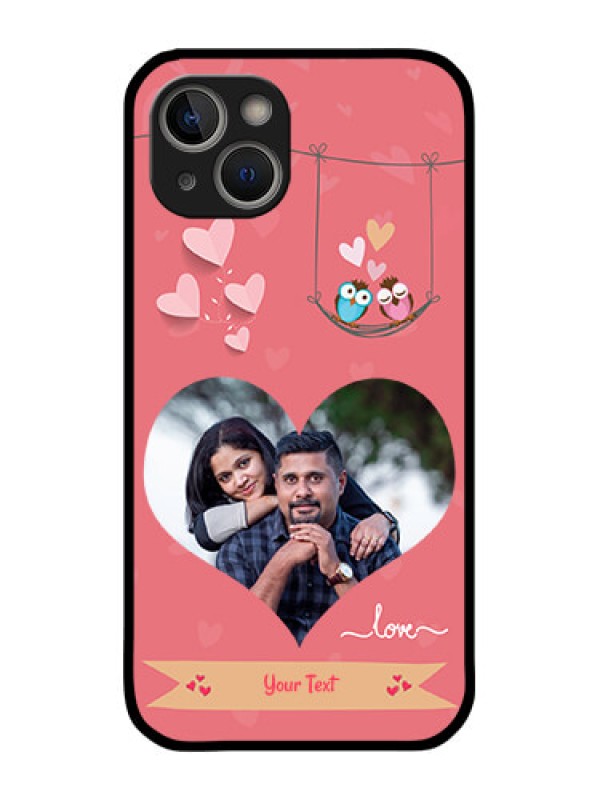 Custom iPhone 14 Personalized Glass Phone Case - Peach Color Love Design