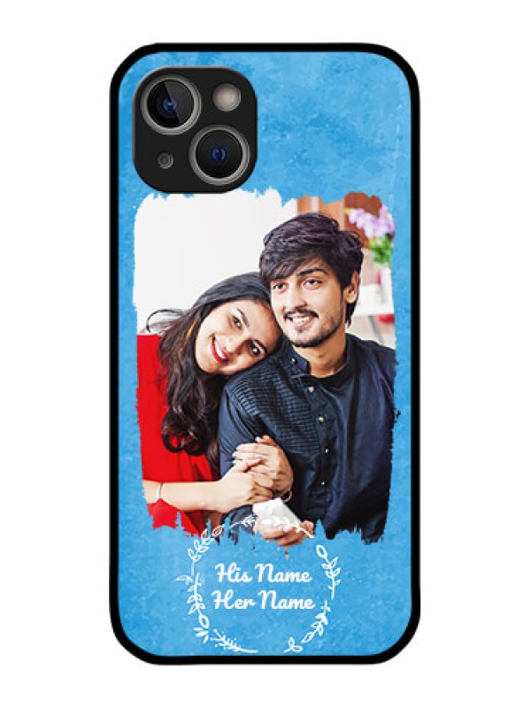 Custom iPhone 14 Custom Glass Phone Case - Blue Color Vintage Design