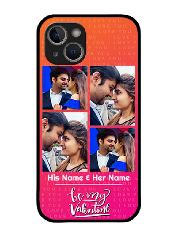 Custom iPhone 14 Custom Glass Phone Case - I Love You Pink Design