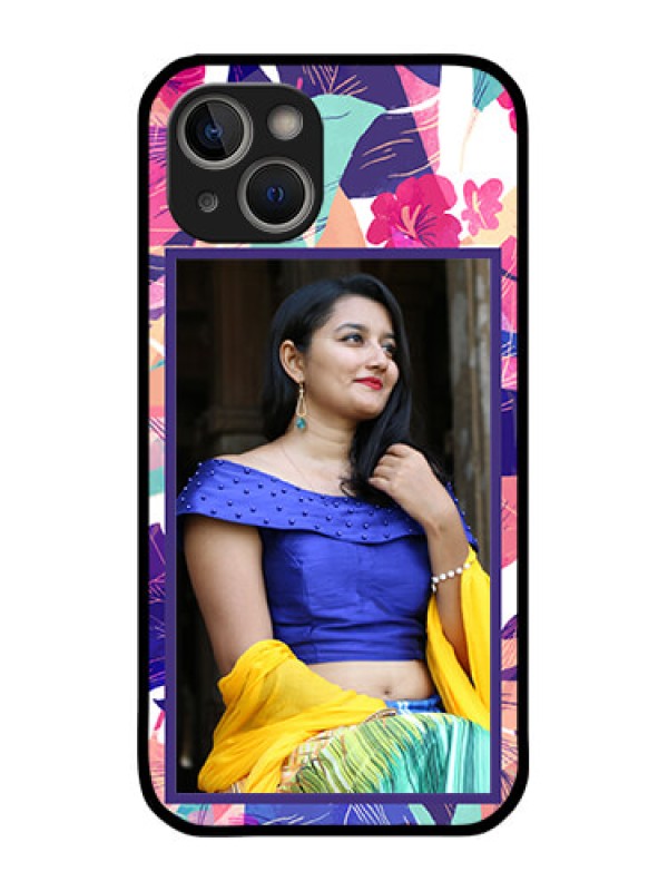 Custom iPhone 14 Custom Glass Mobile Case - Abstract Floral Design