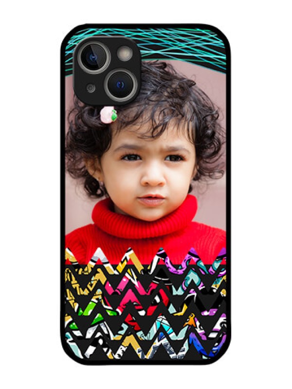 Custom iPhone 14 Personalized Glass Phone Case - Neon Abstract Design