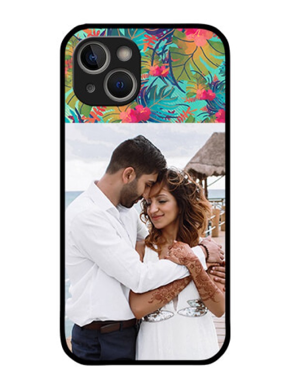 Custom iPhone 14 Photo Printing on Glass Case - Watercolor Floral Design