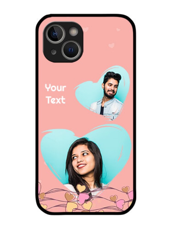 Custom iPhone 14 Custom Glass Mobile Case - Love Doodle Design