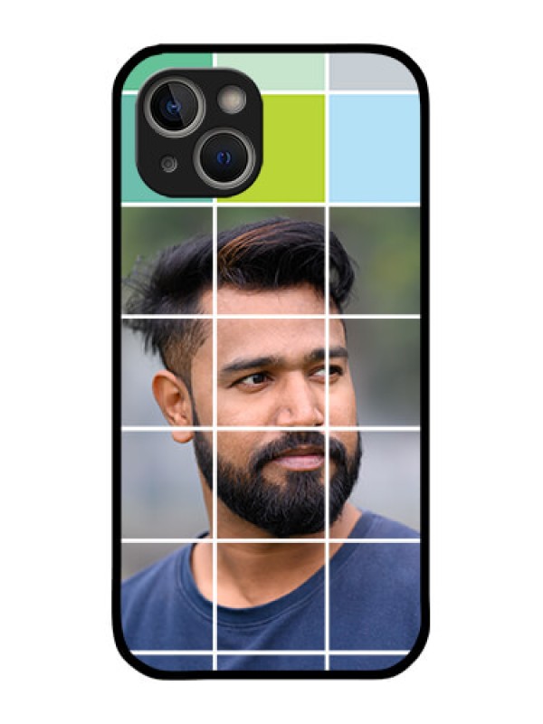 Custom iPhone 14 Photo Printing on Glass Case - with white box pattern