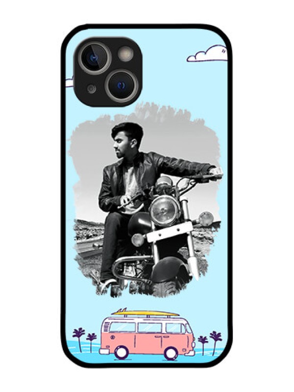Custom iPhone 14 Photo Printing on Glass Case - Travel & Adventure Design