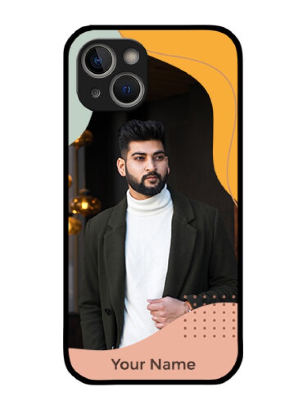 Custom iPhone 14 Personalized Glass Phone Case - Tri-coloured overlay design