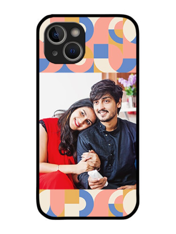 Custom iPhone 14 Photo Printing on Glass Case - Semi-circle Maze Pattern Design