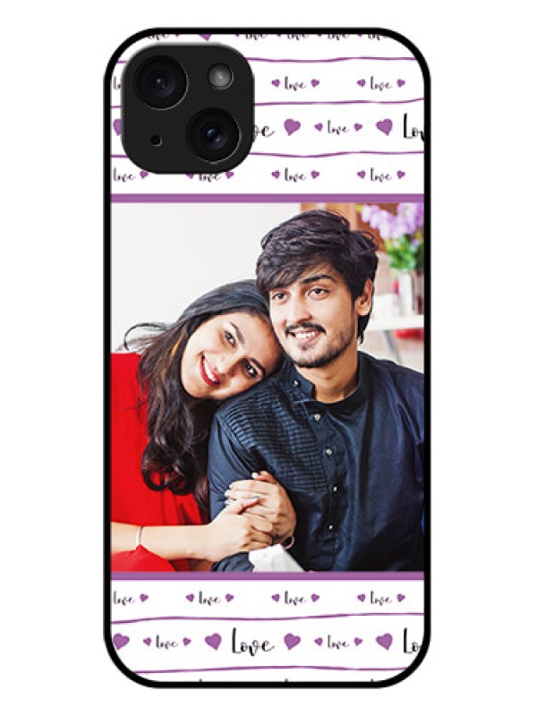 Custom iPhone 15 Plus Custom Glass Phone Case - Couples Heart Design