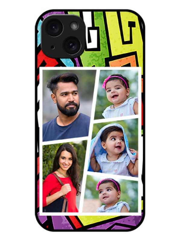 Custom iPhone 15 Plus Custom Glass Phone Case - Graffiti Pattern Design