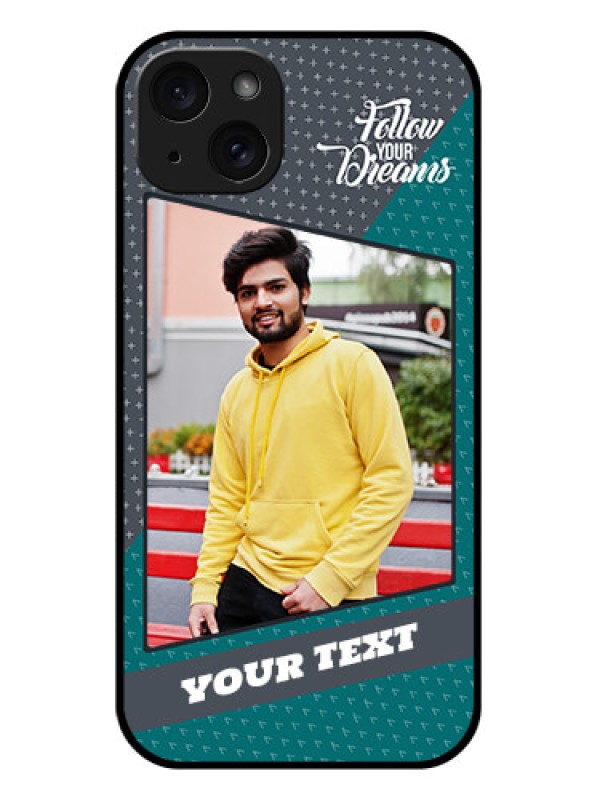 Custom iPhone 15 Plus Custom Glass Phone Case - Background Pattern Design With Quote