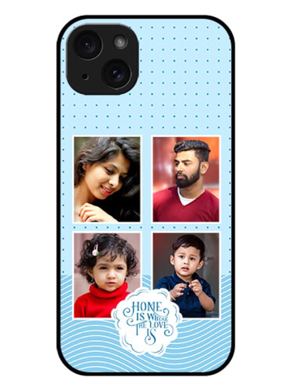Custom iPhone 15 Plus Custom Glass Phone Case - Cute Love Quote With 4 Pic Upload Design