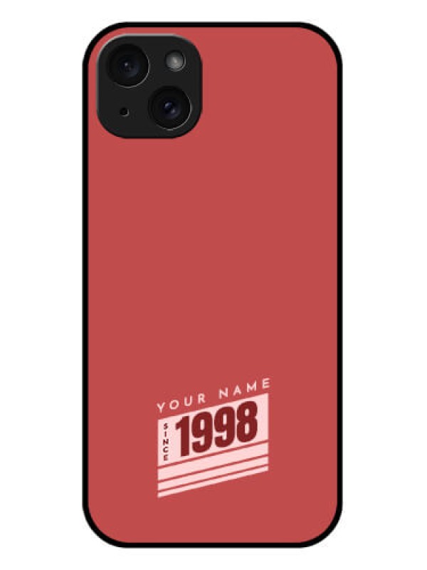 Custom iPhone 15 Plus Custom Glass Phone Case - Red Custom Year Of Birth Design