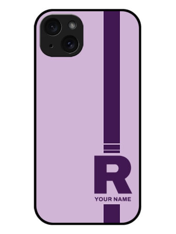 Custom iPhone 15 Plus Custom Glass Phone Case - Simple Dual Tone Stripe With Name Design